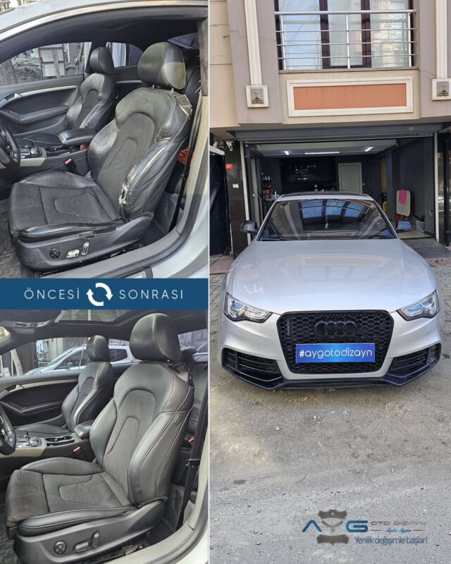 Audi A5 Öncesi - Sonrası
Araç sahibine iyi günlerde kullanmasını diliyoruz.🤗

✅Araçta yapılan işlemler:
➡️Ön İki Koltuk Döşeme (Deri Kısım)
➡️Plastik Aksam Boyama

💰Fiyat almak için; 0534 968 60 07
Yenilik değişimle başlar!
_______________________________________________
🚘 Ayg Oto Dizayn - Profesyonel Oto Deri Döşeme
🌎www.aygotodizayn.com
☎ 0534 968 6007
🏢Ambarlı Mah. Balaban Cad.No:21/A Avcılar/İstanbul